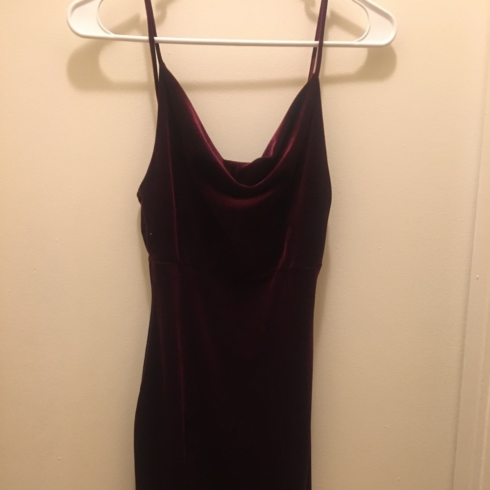 Red velvet draped mini dress